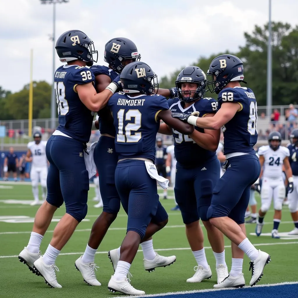 Bay Port Football players celebrating a touchdown