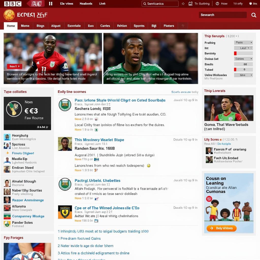 BBC African Football Live Score Website