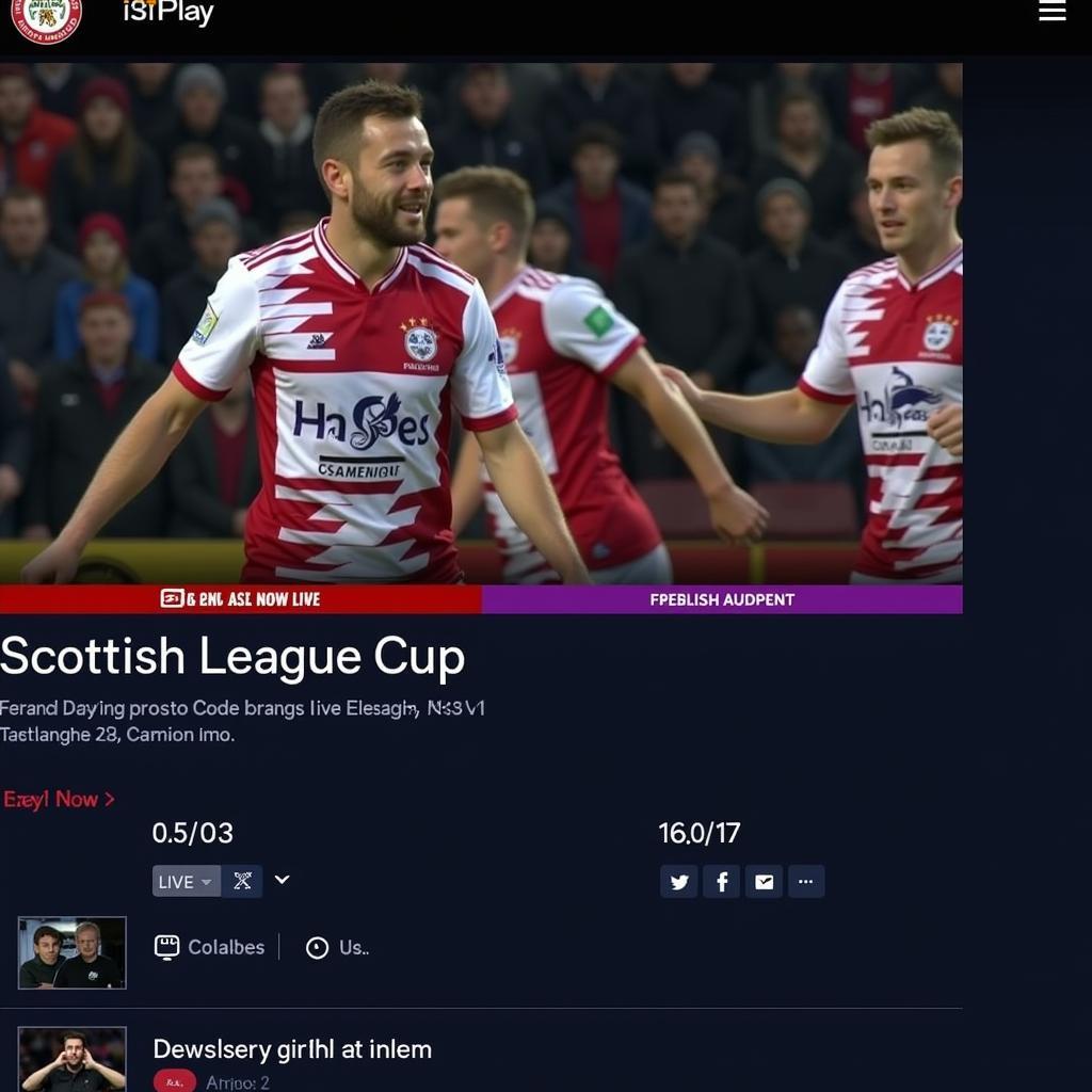 Giao diện BBC iPlayer phát sóng Cúp Liên đoàn Scotland