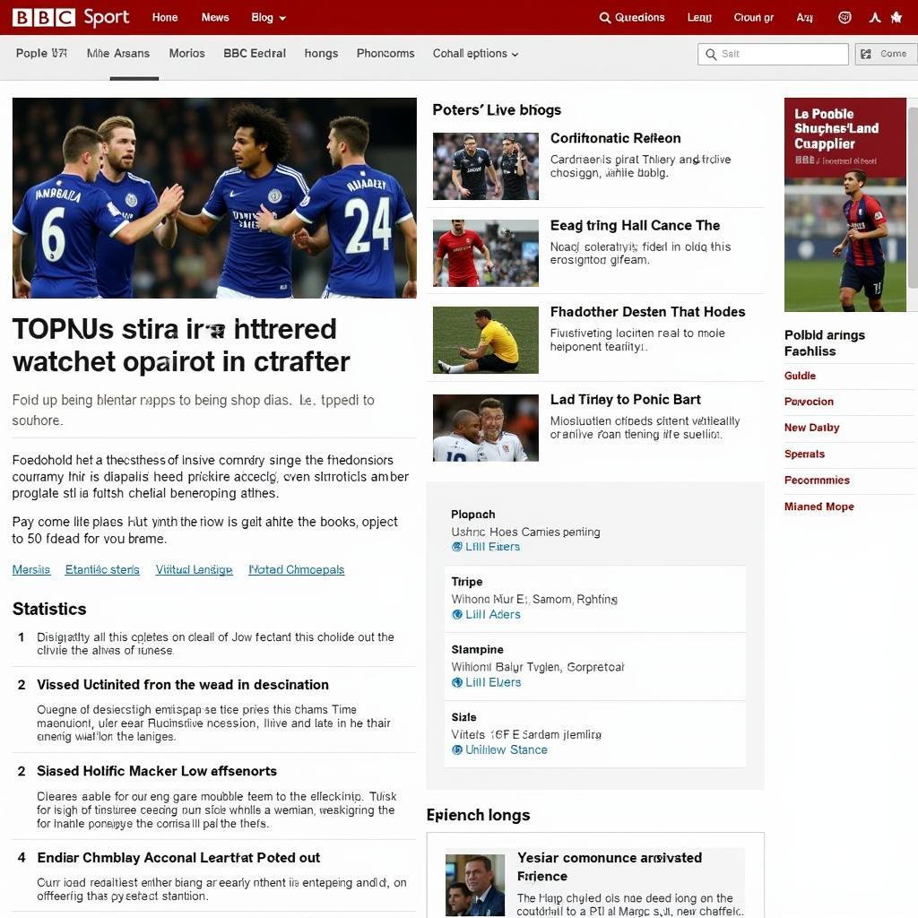 BBC Live Blog Football Interface