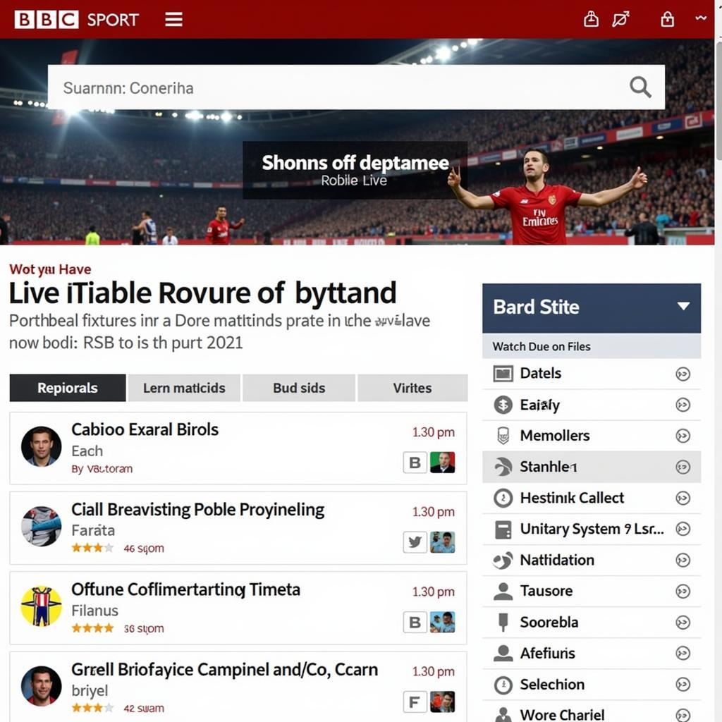 BBC Live Football Website