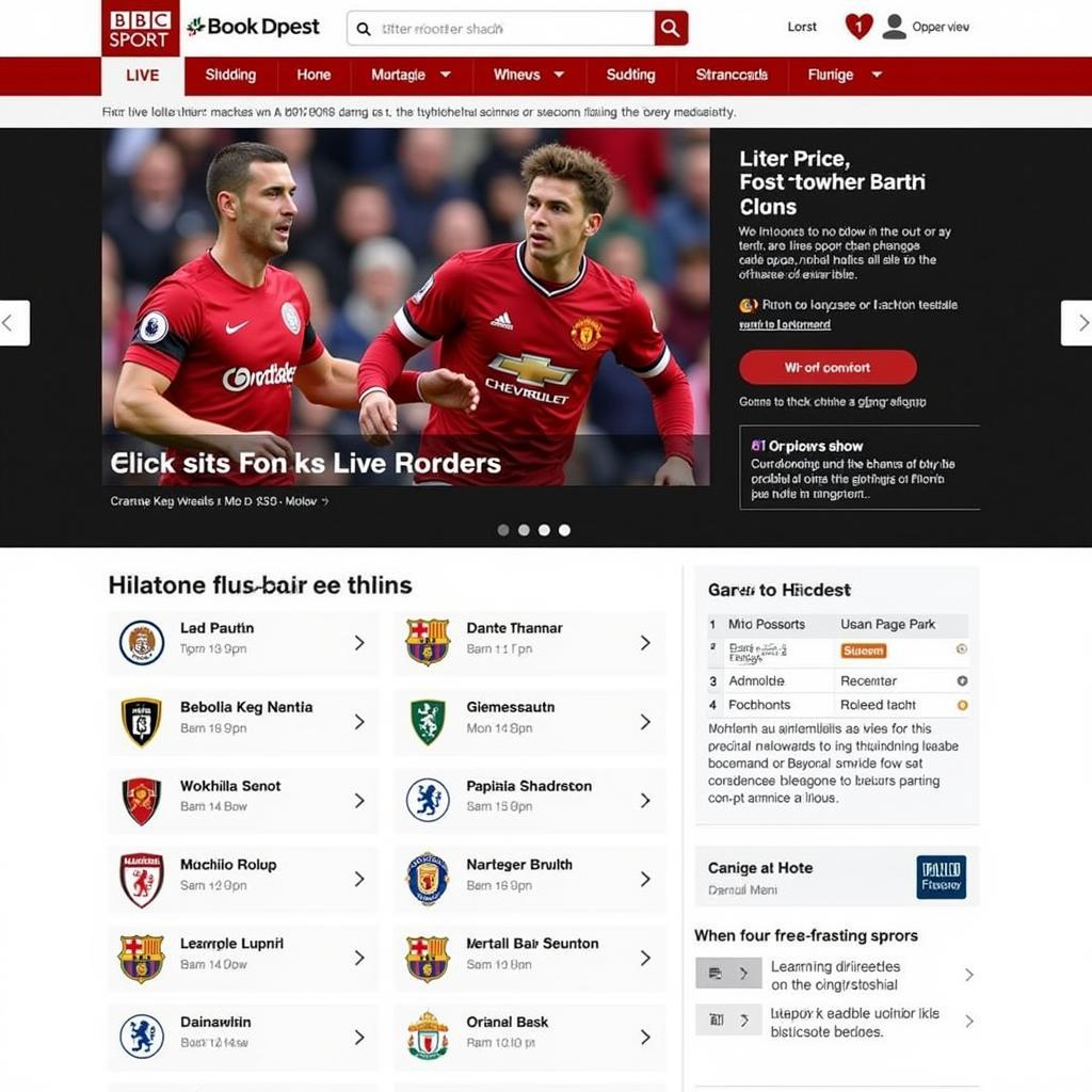 BBC live football website