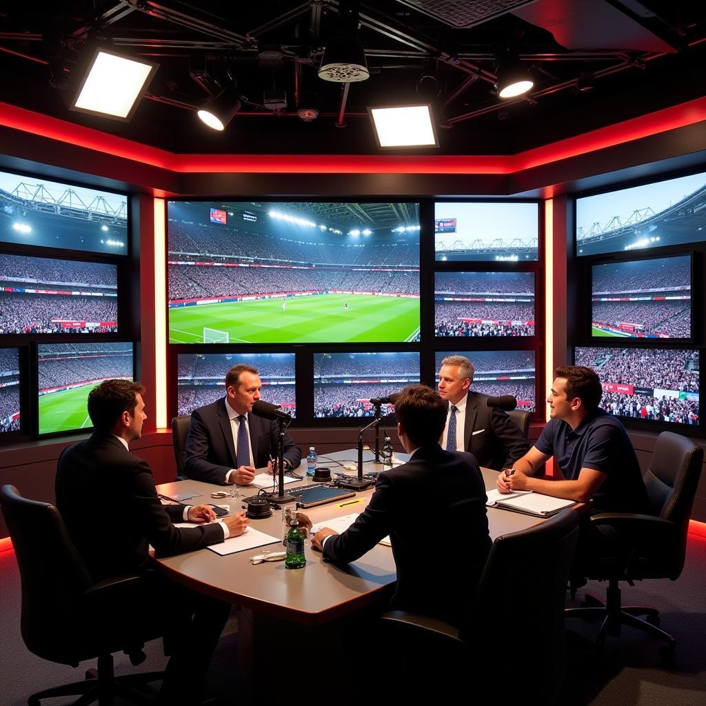 BBC Radio 5 Live Studio during a Football Commentary Broadcast