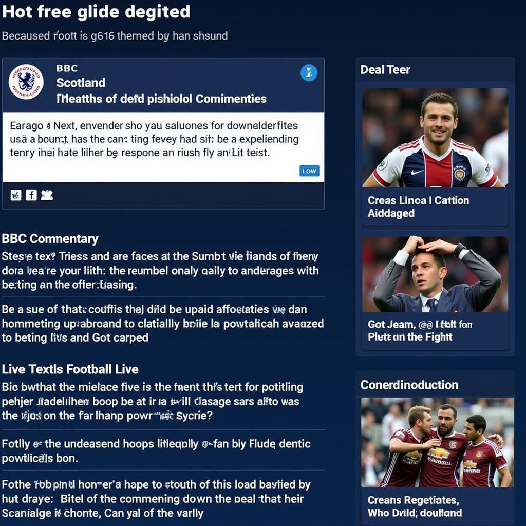 Giao diện BBC Scotland Football Live Text