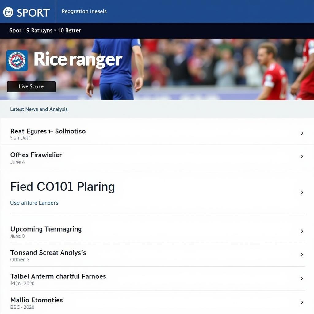 BBC Sport Football Live Scores Rangers