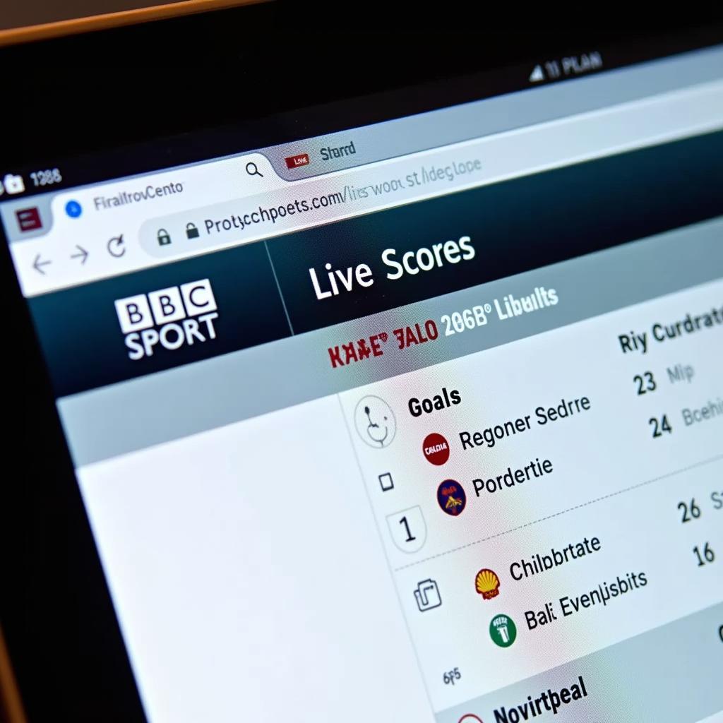 BBC Sport website live scores section