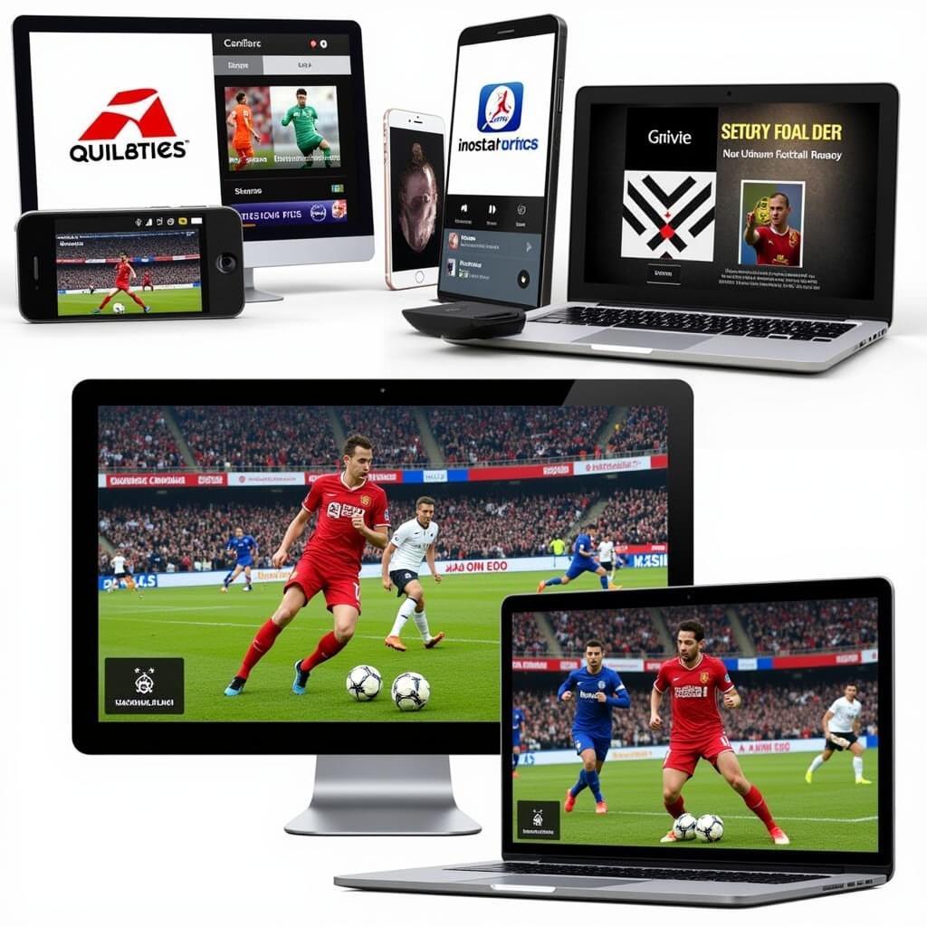 A variety of free football live streaming platforms displayed on multiple devices