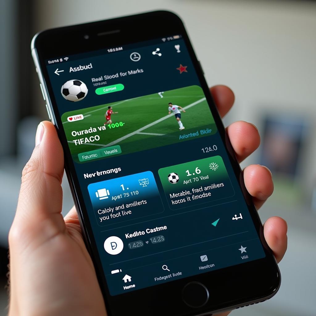 Mobile app interface for live football streaming