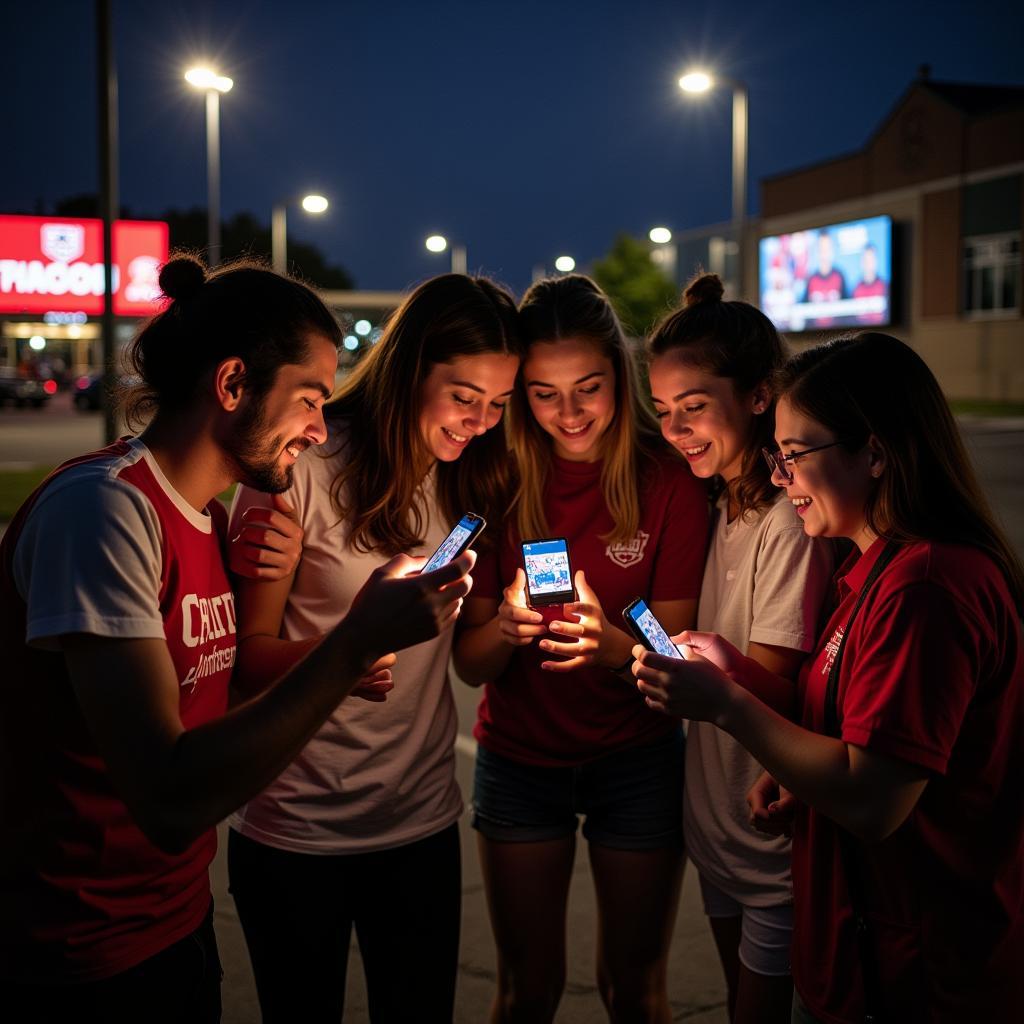 Bethel TN football fans streaming the game live on their phones.