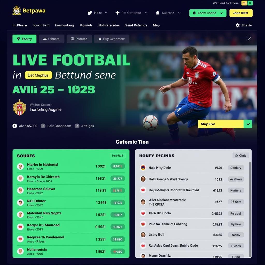 Giao diện Betpawa live football