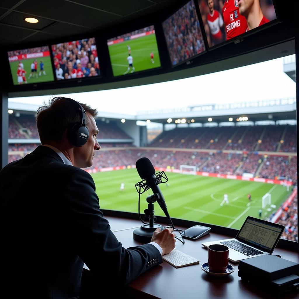 BBC commentator in the commentary box