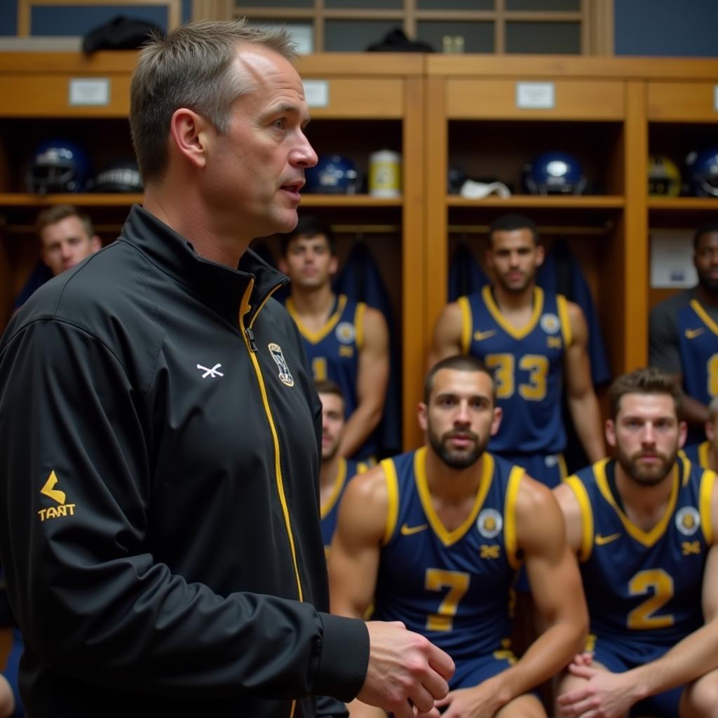 Bishop McDevitt Football Coach Delivering a Pep Talk