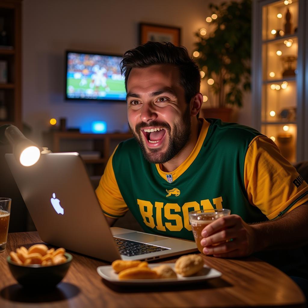 Bison Fan Watching Live Stream