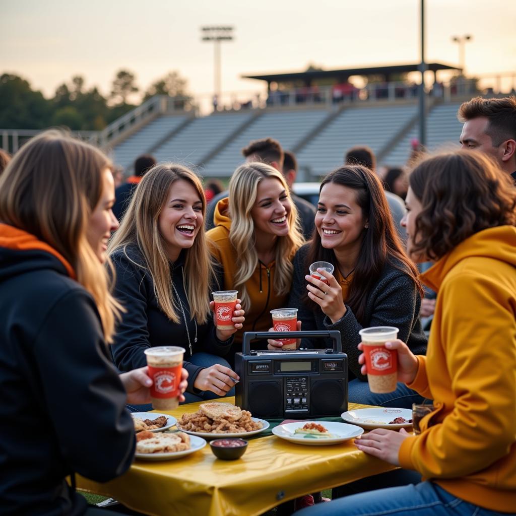 Bison Football Fans Tailgating Listening to Radio