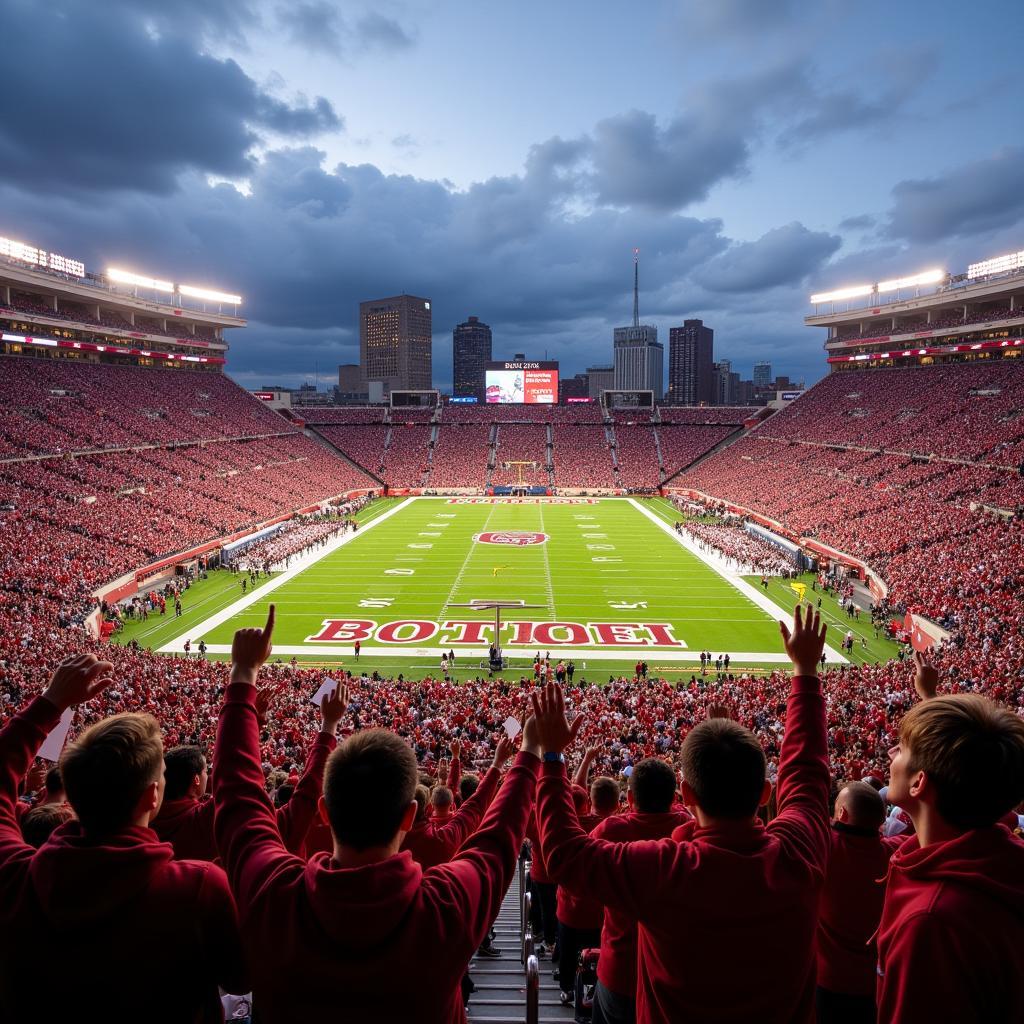 Boston College football fans cheering