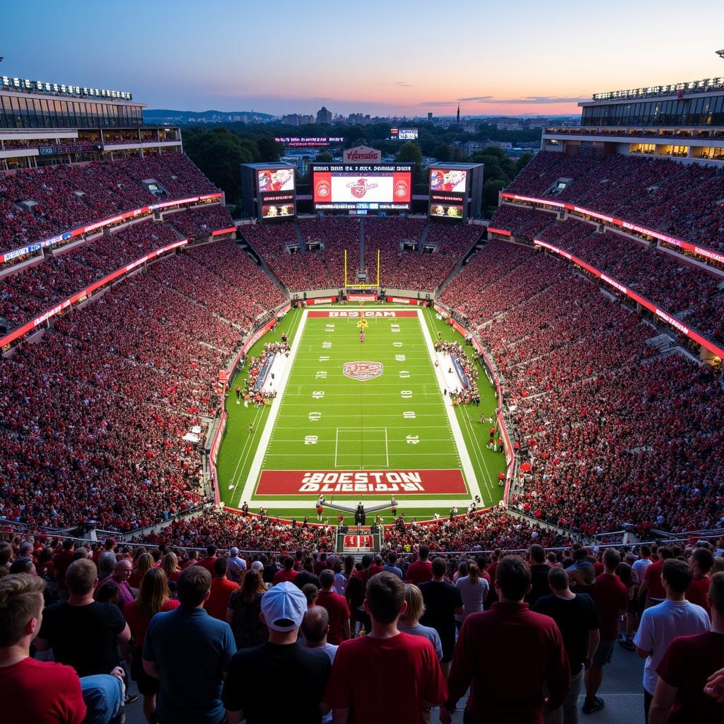 Aerial view of Boston College football stadium