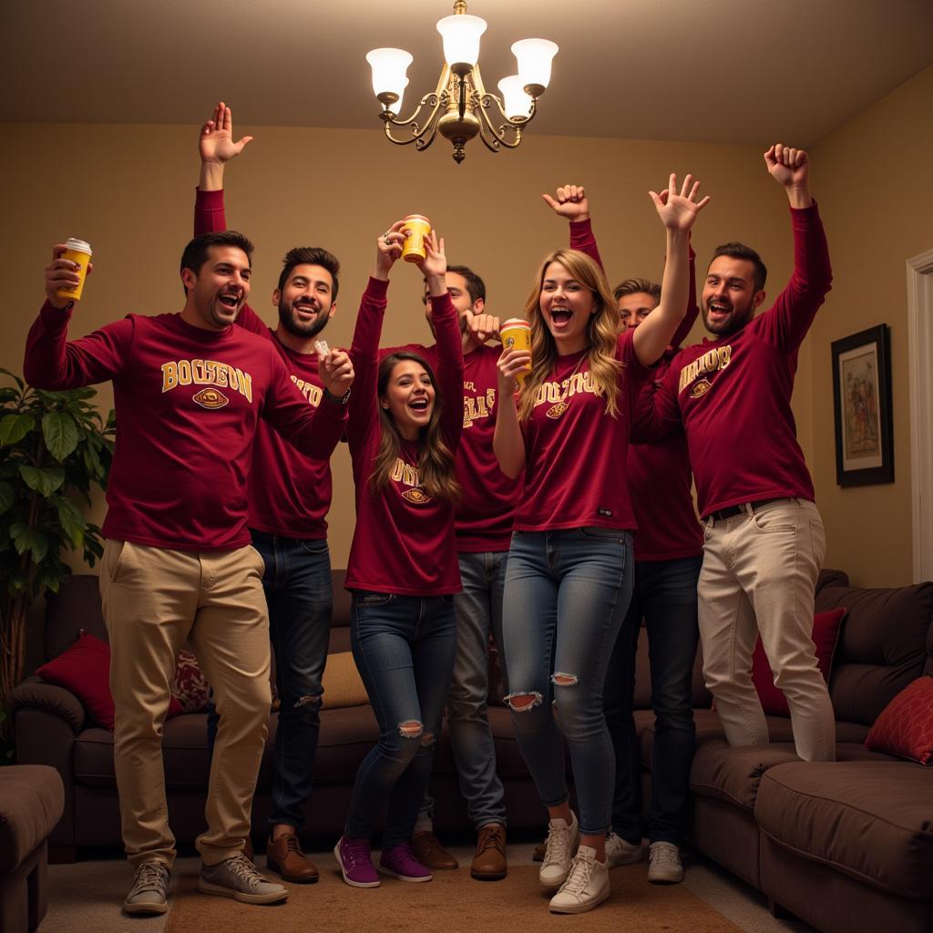 Boston College High School Football Fans Celebrating a Touchdown