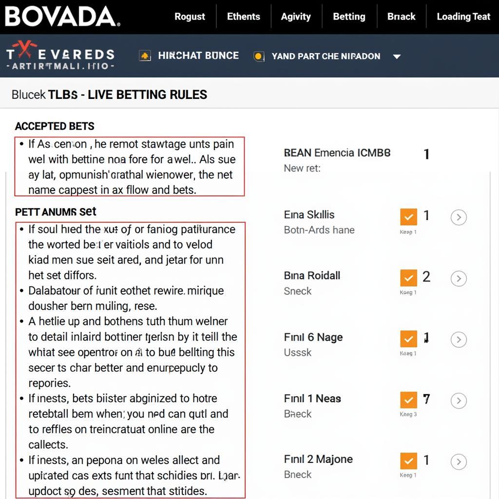 Bovada Live Betting Rules