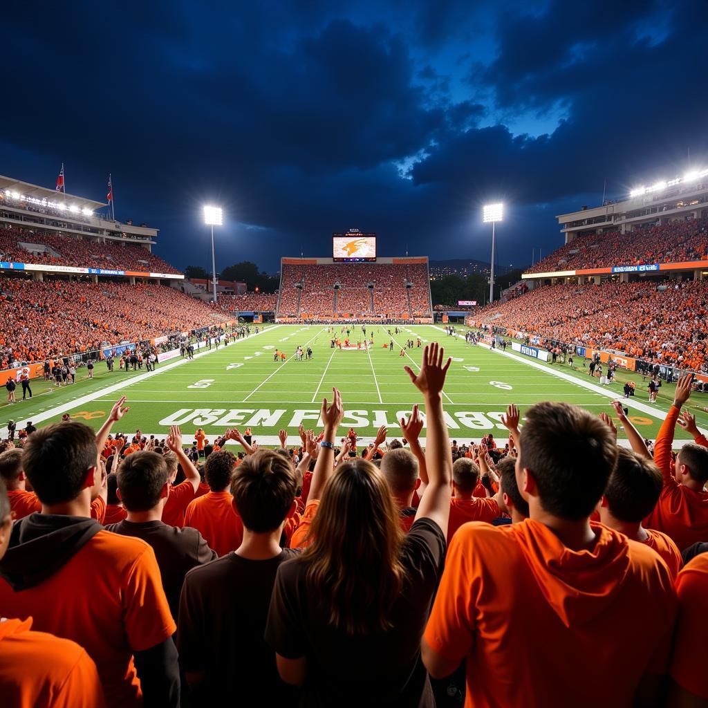 Bowling Green football fans cheering in the stands