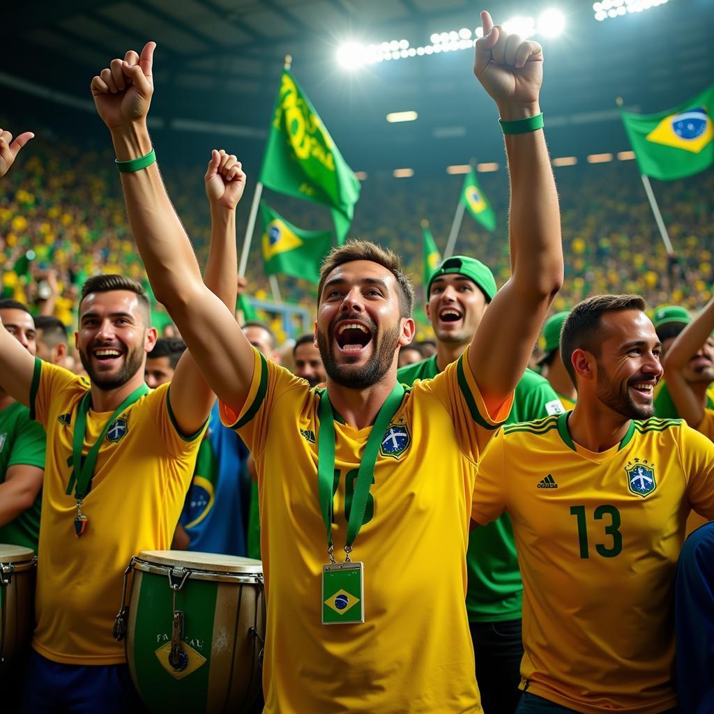 Brazilian fans celebrating a goal