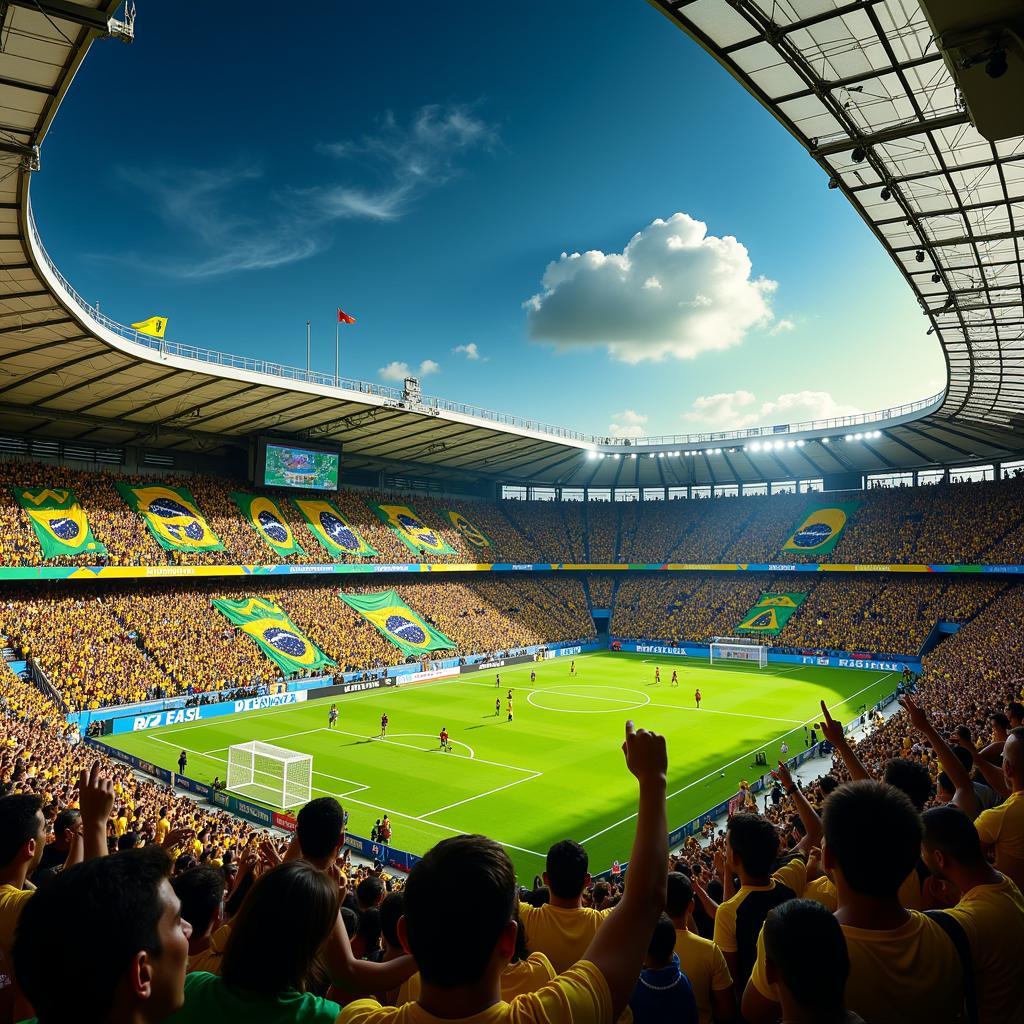 The electrifying atmosphere of a packed stadium during a Brazilian Série A match