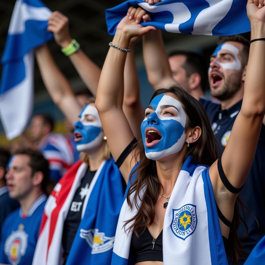 Brighton fans cheering enthusiastically at the Amex Stadium