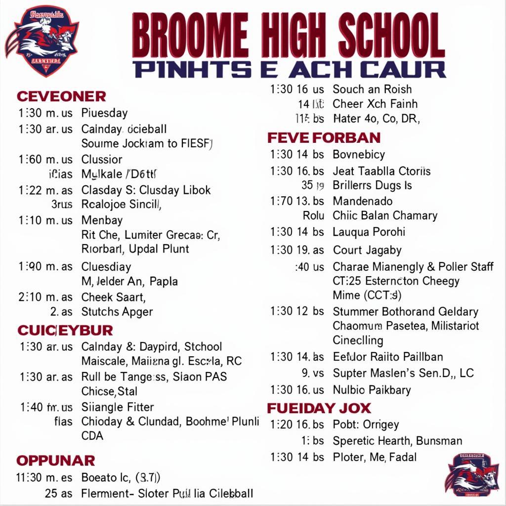 Broome High School Football Schedule 2024