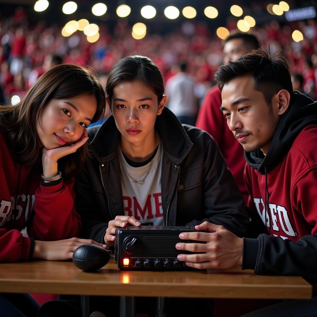 BSU Football Fans Listening to Live Radio