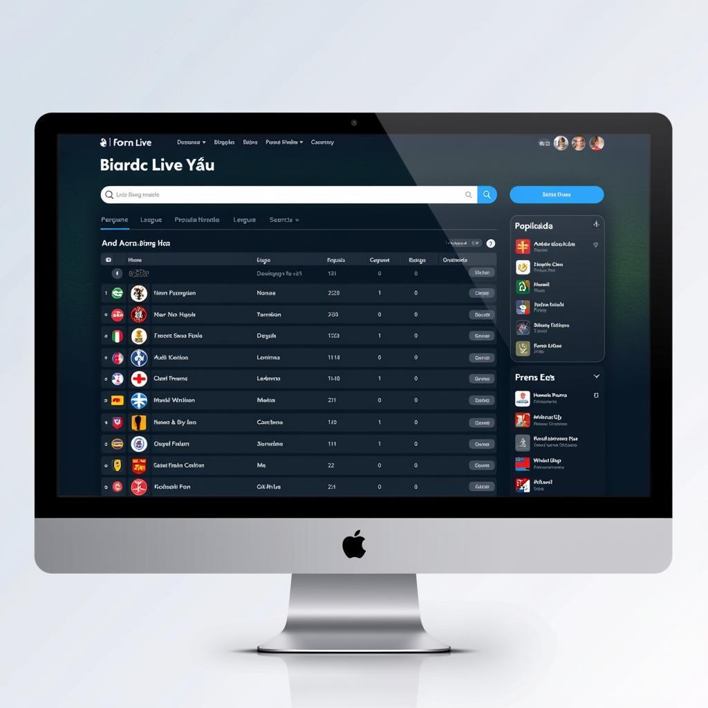 Screenshot of the "Live Bóng Đá" website displaying live fixtures