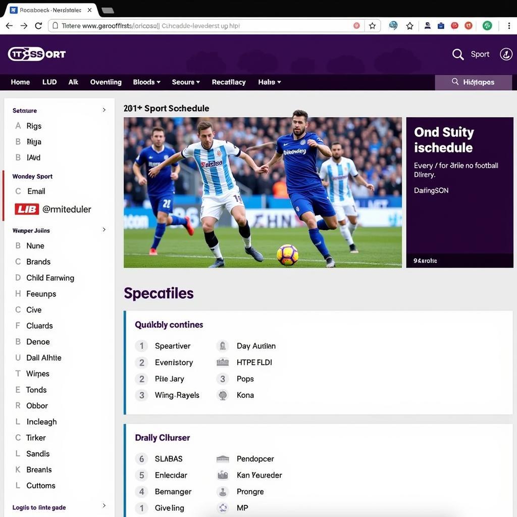 BT Sport Website Schedule