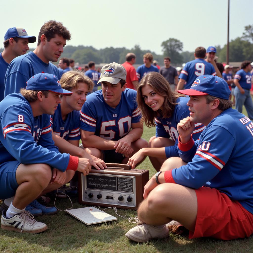 Buffalo Bills fans listening to the game on the radio