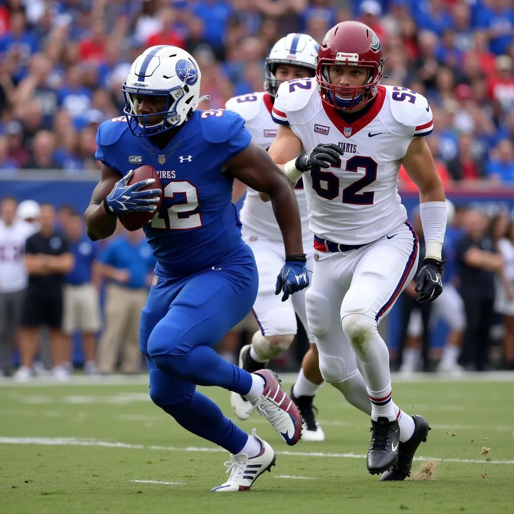 Byrnes football players in action during a game