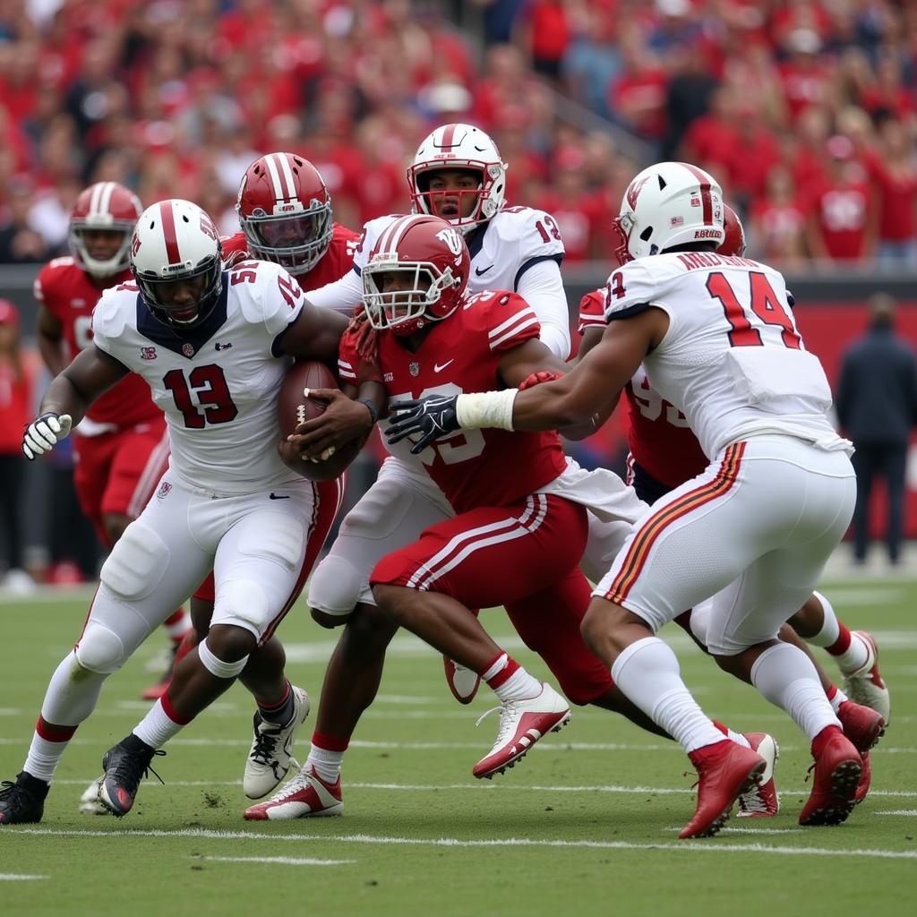 BYU and Utah players clashing during a heated game