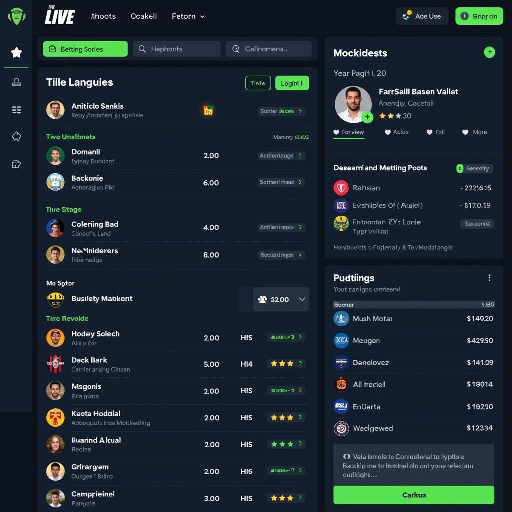 Live Football Betting Interface