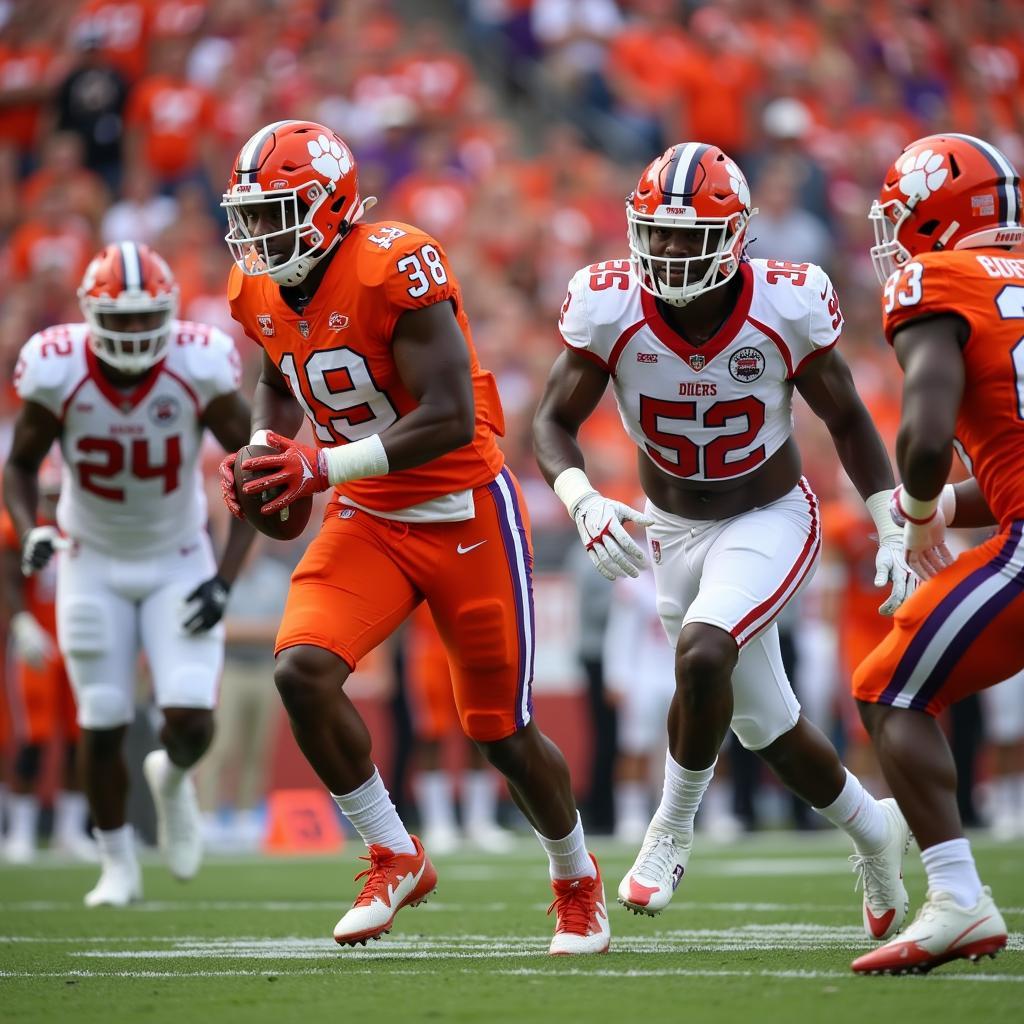 Các cầu thủ Clemson Tigers Football đang thi đấu