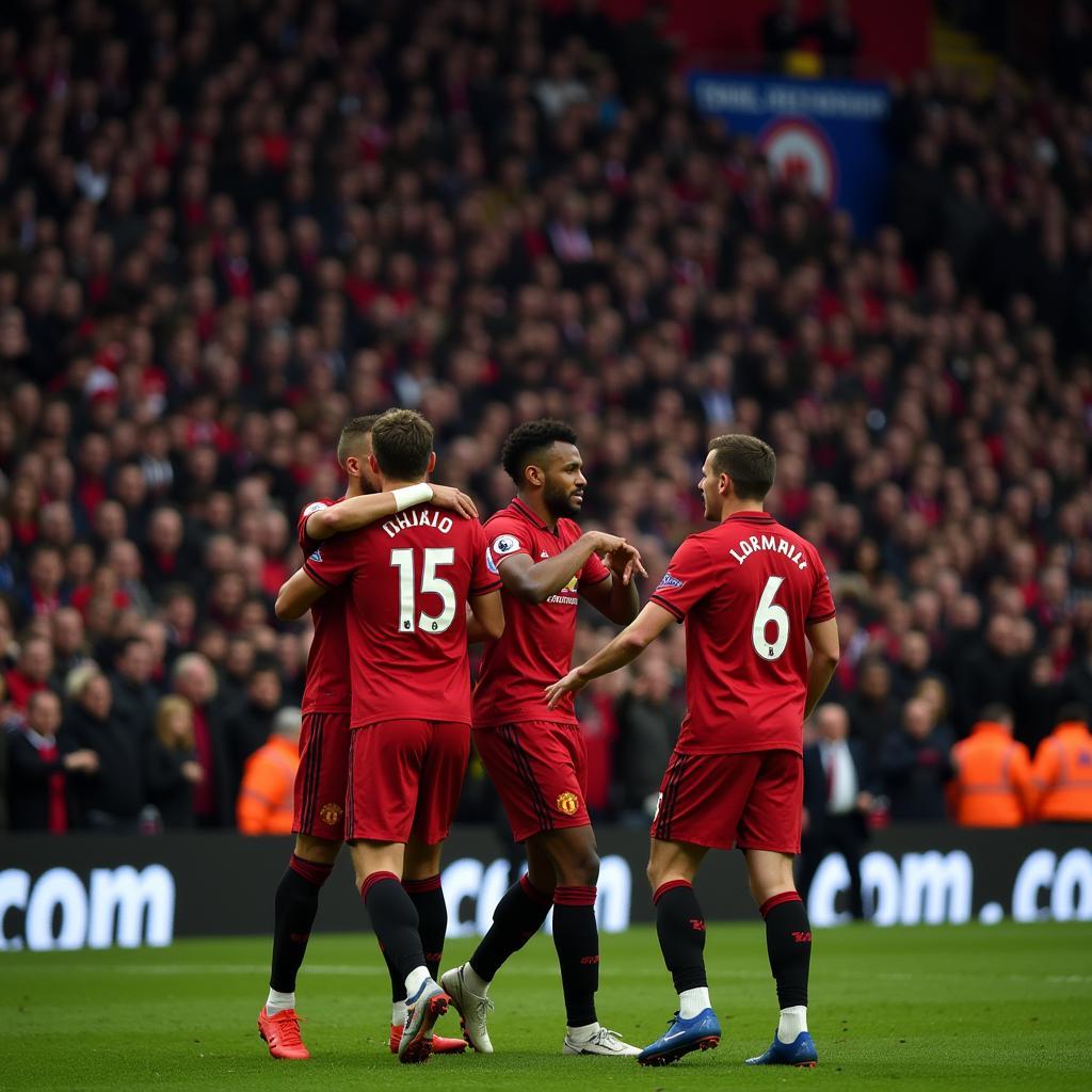 Manchester United Players Celebrating a Goal