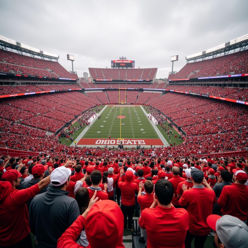 Ohio State fans celebrating a touchdown