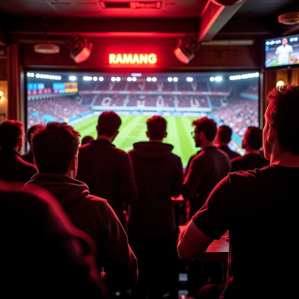 Fans watching a match at a pub