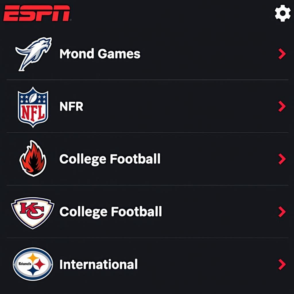 Các giải đấu bóng đá trực tuyến trên ESPN App