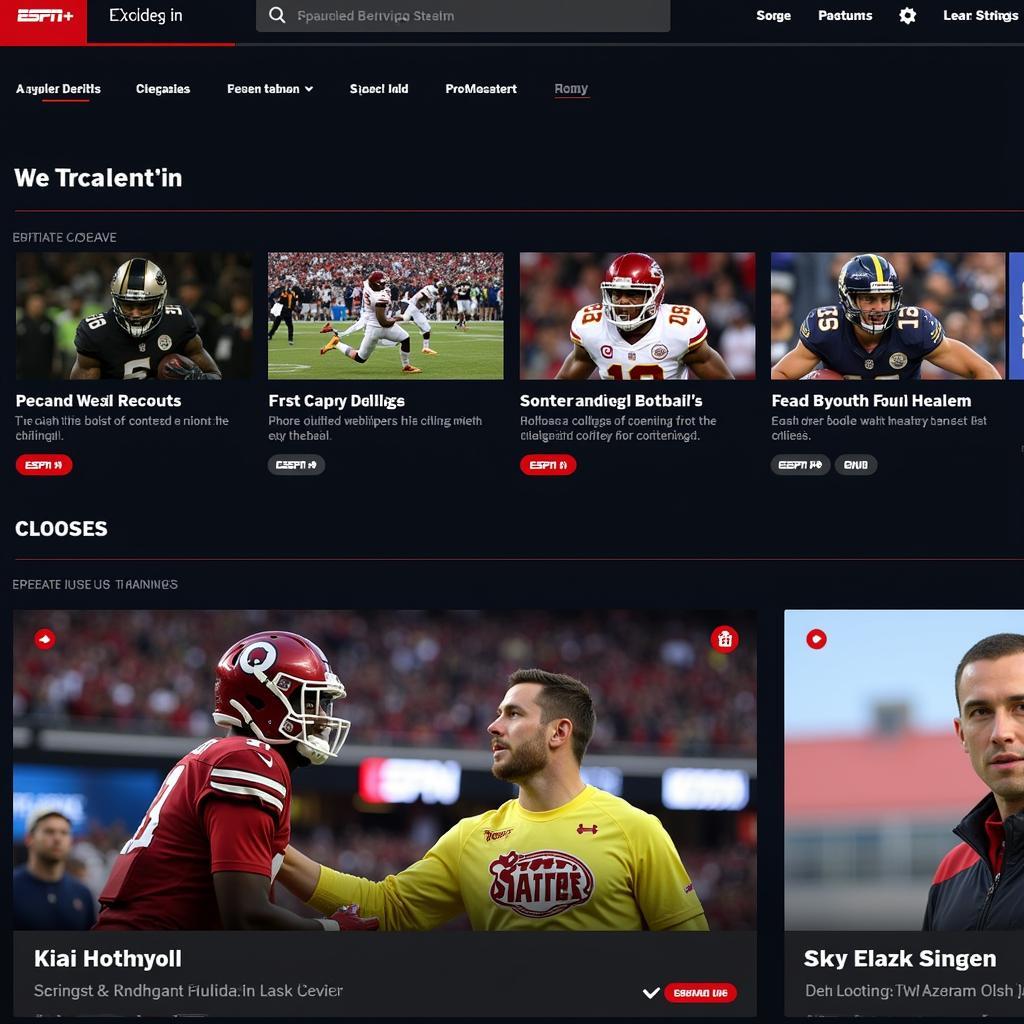 Giao diện website ESPN+