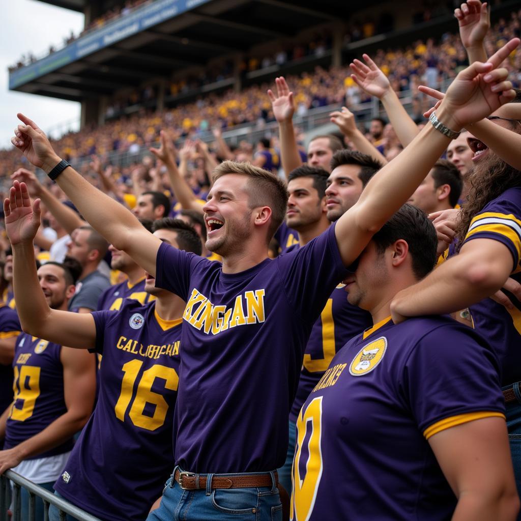 Cal Lutheran football fans celebrating a touchdown