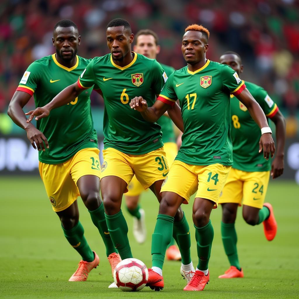 Cameroon national team in action