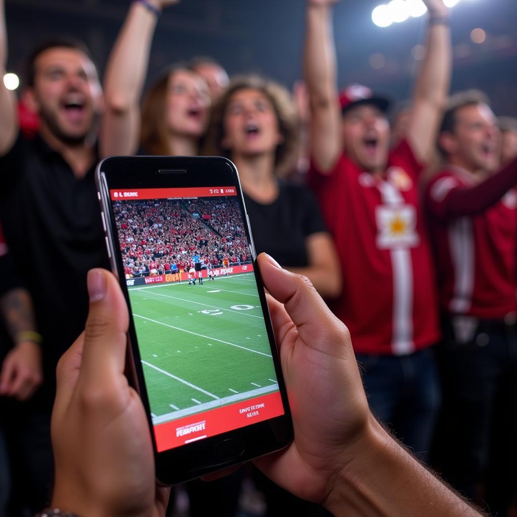 Fans checking Canadian Football live scores on their smartphone