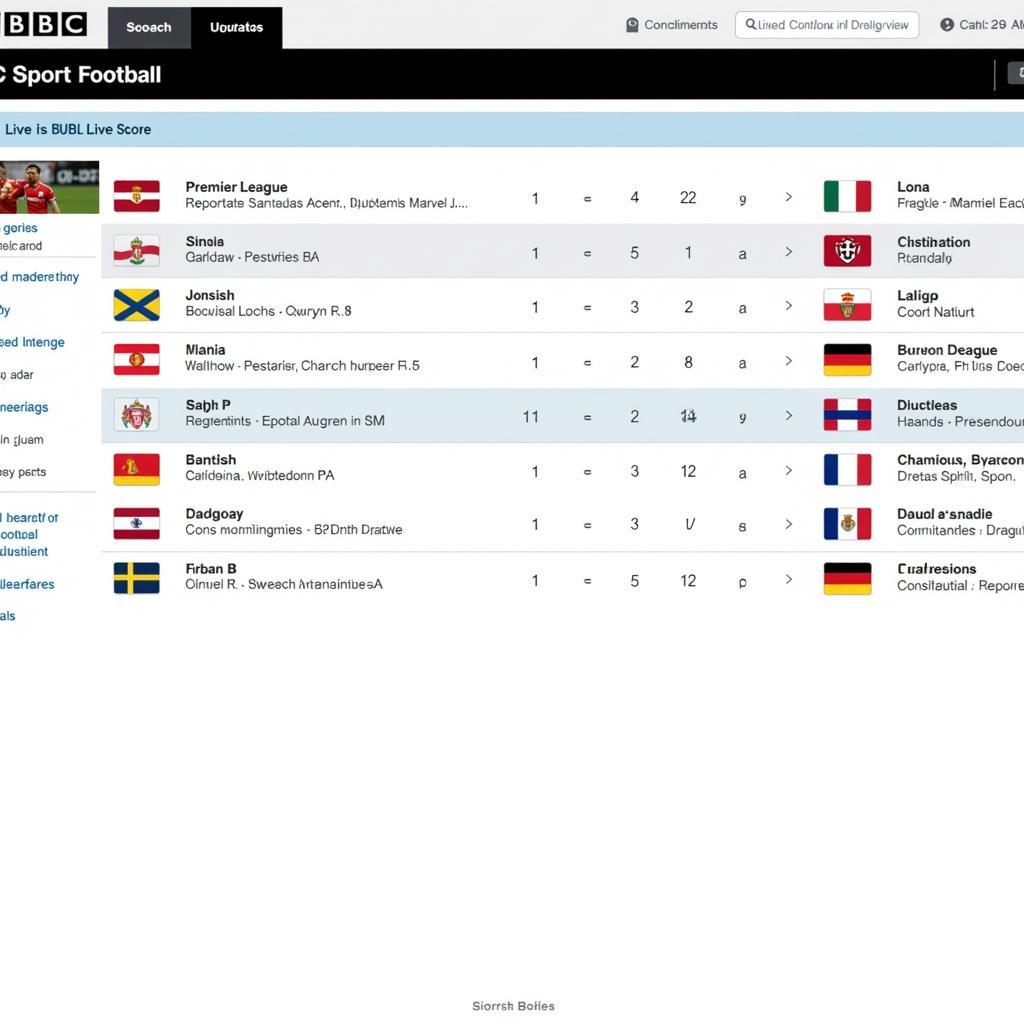 BBC Sport Football Live Score Update