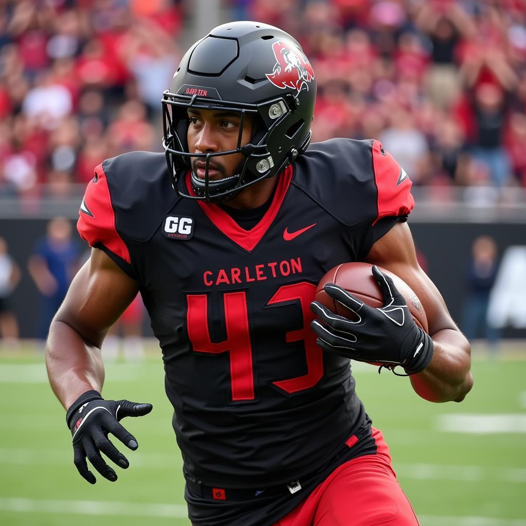 Carleton Ravens football player making a dynamic play