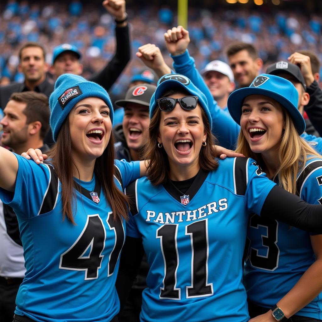 Carolina Panthers fans celebrating a touchdown