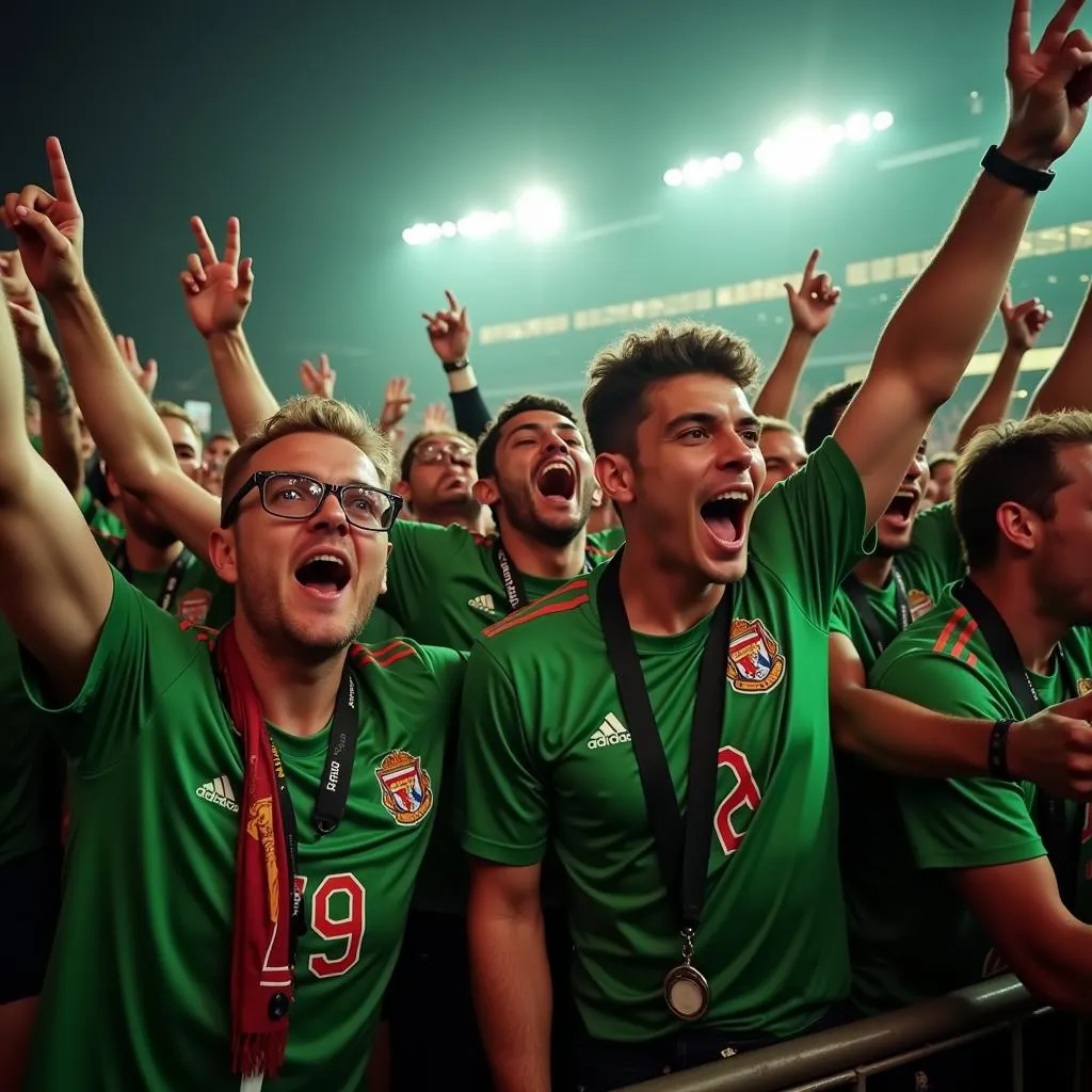 Exuberant Castleton Football Fans Celebrating a Goal