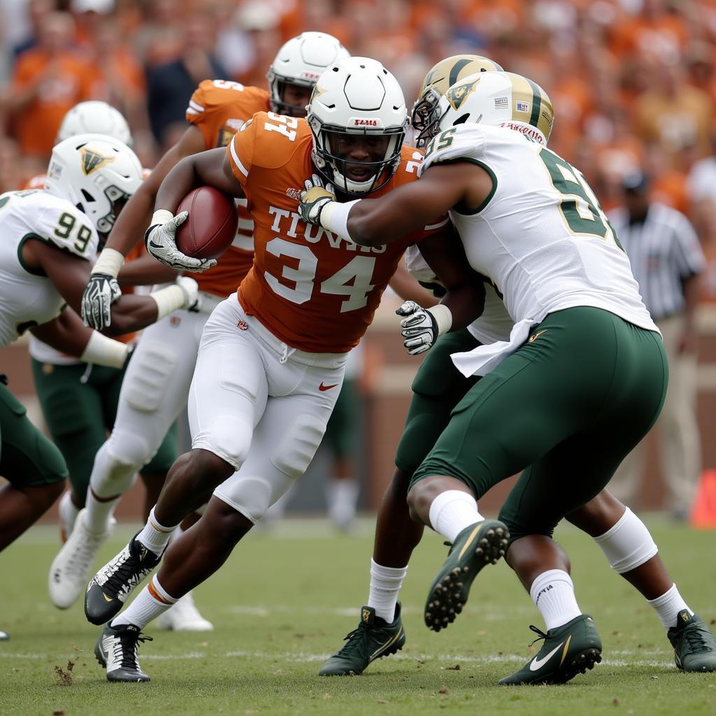 Baylor and Texas football players clash on the field