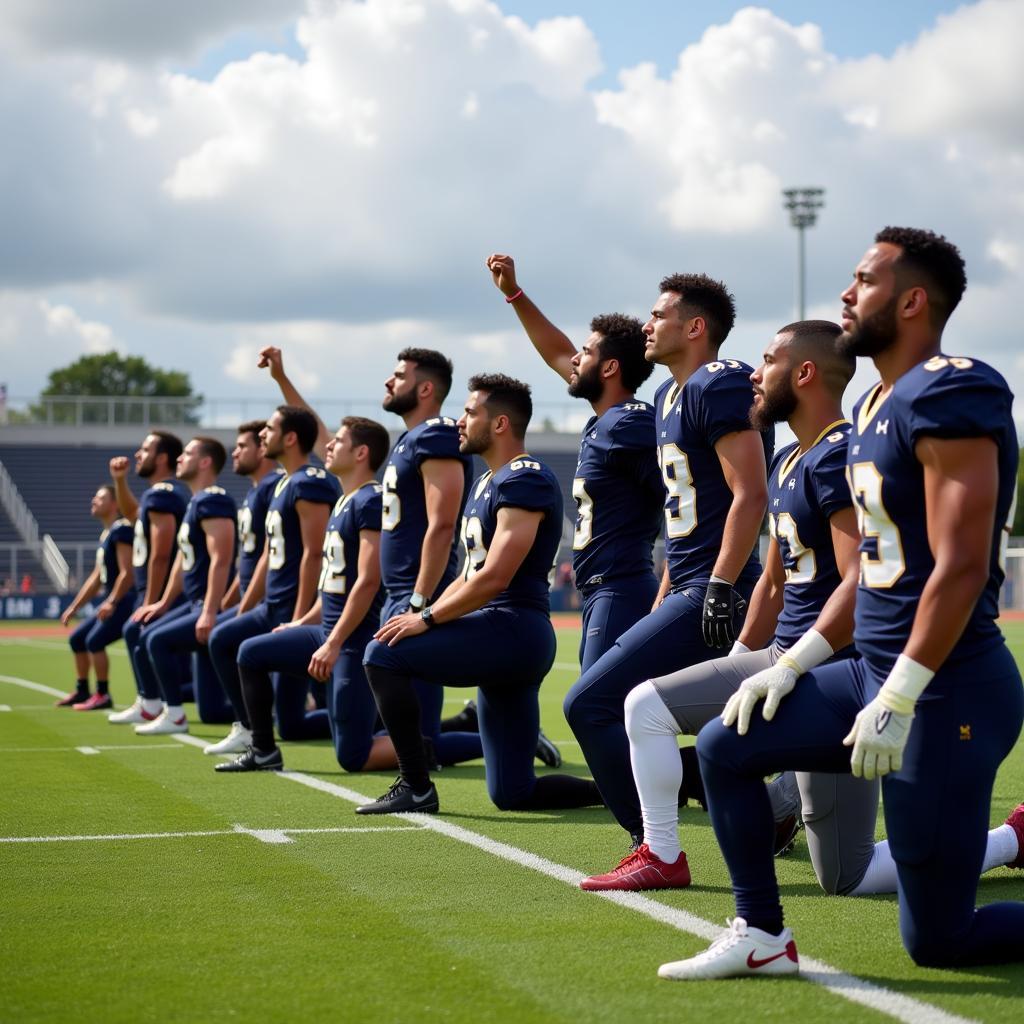 Football Players Kneeling