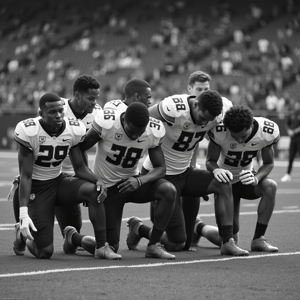 Football Players Kneeling in Solidarity